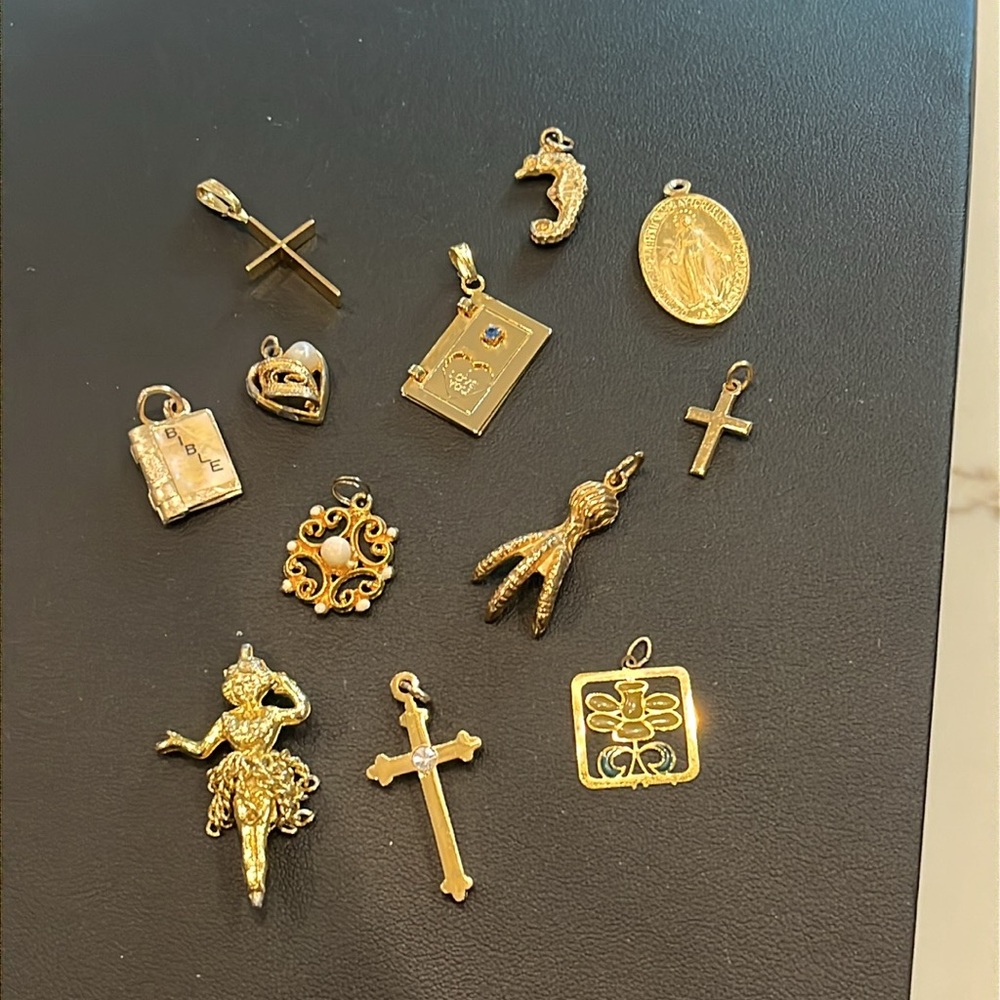 12 piece Faux Gold Charm Set. No bracelet only Little Charms. Fashion Jewelry